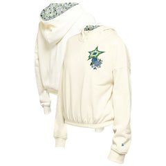 Dallas Stars New Era Women's Glam Game Quarter-Zip Cropped Floral Hoodie Pullover - Cream - NHL
