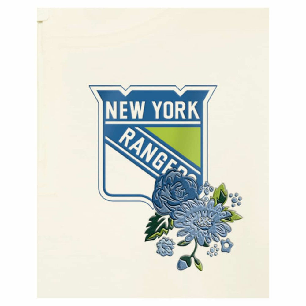 New York Rangers New Era Women's Glam Game Quarter-Zip Cropped Floral Hoodie Pullover - Cream - NHL