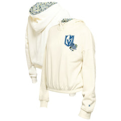 Vegas Golden Knights New Era Women's Glam Game Quarter-Zip Cropped Floral Hoodie Pullover - Cream - NHL