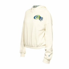 Carolina Hurricanes New Era Women's Glam Game Quarter-Zip Cropped Floral Hoodie Pullover - Cream - NHL
