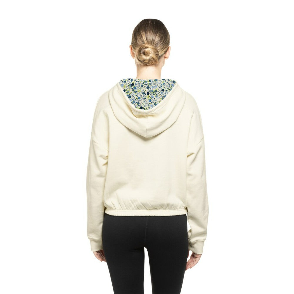 Colorado Avalanche New Era Women's Glam Game Quarter-Zip Cropped Floral Hoodie Pullover - Cream - NHL