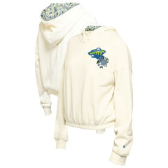 Minnesota Wild New Era Women's Glam Game Quarter-Zip Cropped Floral Hoodie Pullover - Cream - NHL