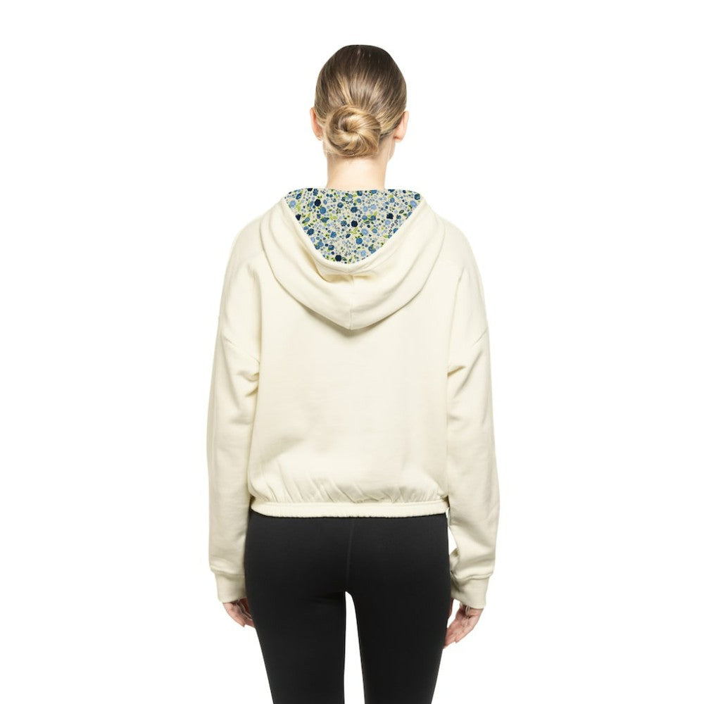 Florida Panthers New Era Women's Glam Game Quarter-Zip Cropped Floral Hoodie Pullover - Cream - NHL