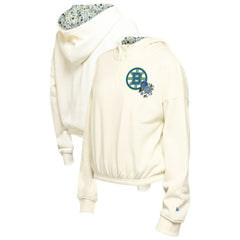 Boston Bruins New Era Women's Glam Game Quarter-Zip Cropped Floral Hoodie Pullover - Cream - NHL