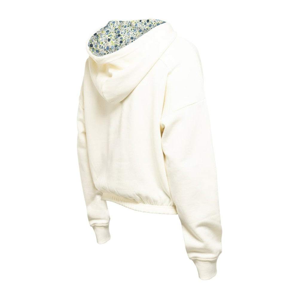 Boston Bruins New Era Women's Glam Game Quarter-Zip Cropped Floral Hoodie Pullover - Cream - NHL