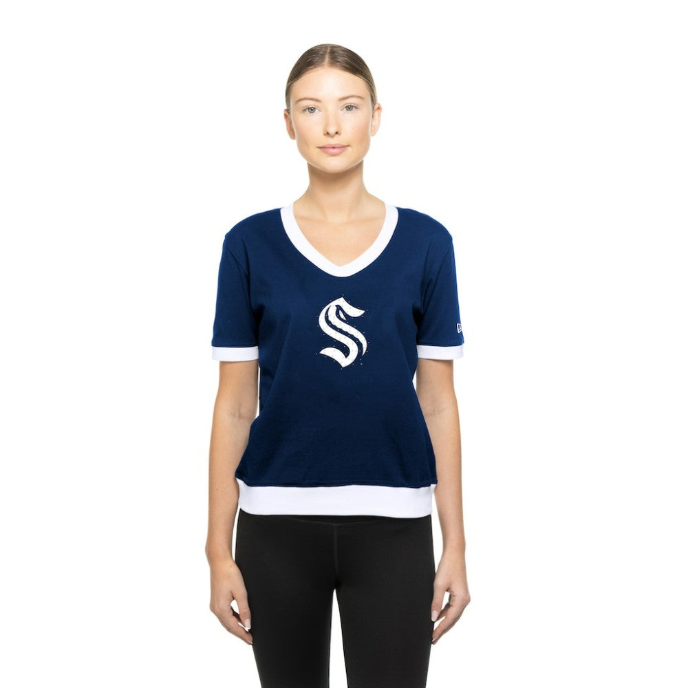 Seattle Kraken New Era Women's Game Day Rhinestuds T-Shirt - Deep Sea Blue - NHL
