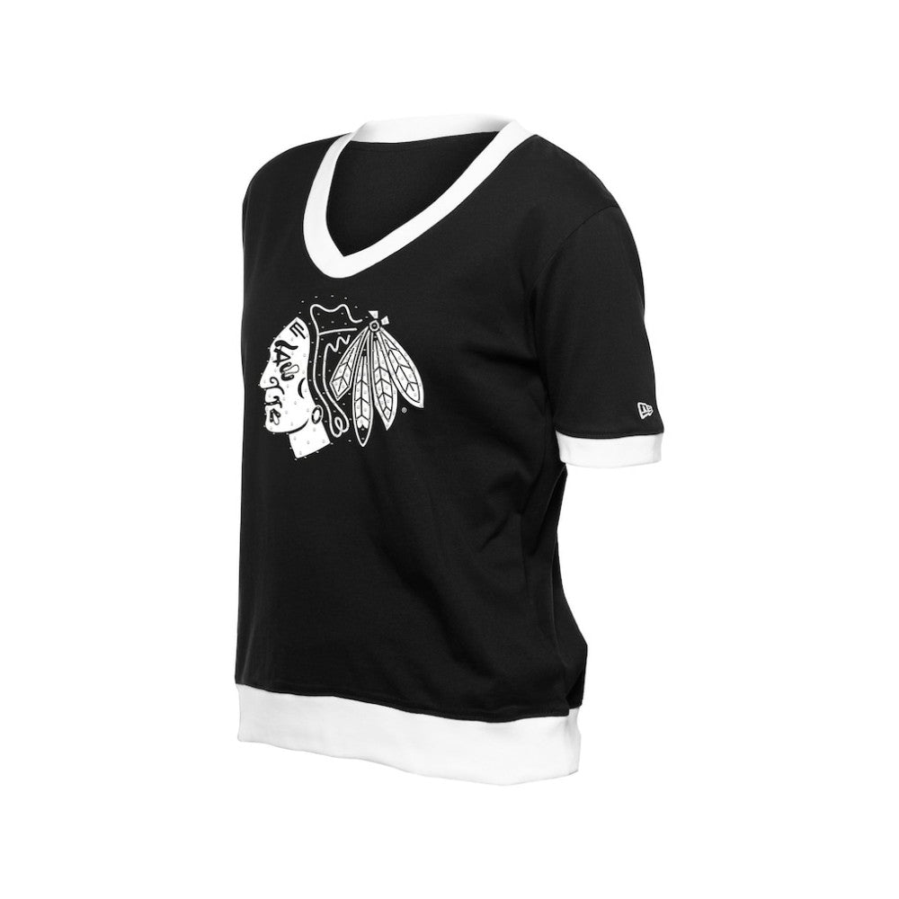 Chicago Blackhawks New Era Women's Game Day Rhinestuds T-Shirt - Black - NHL