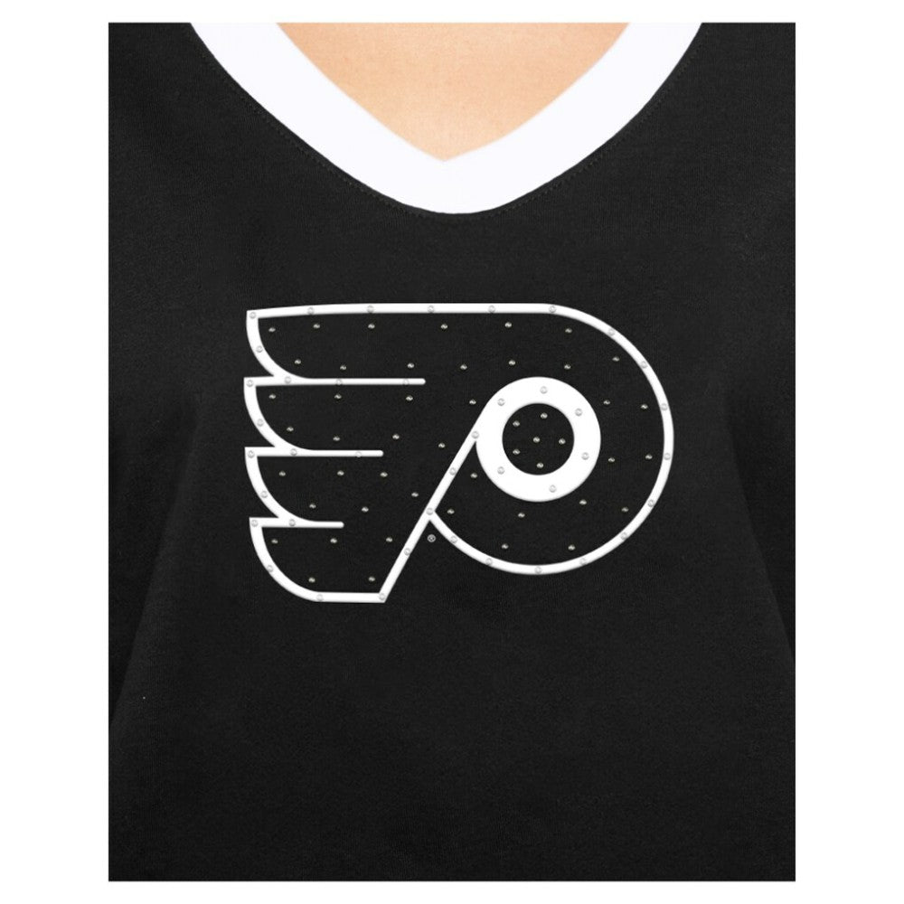Philadelphia Flyers New Era Women's Game Day Rhinestuds T-Shirt - Black - NHL