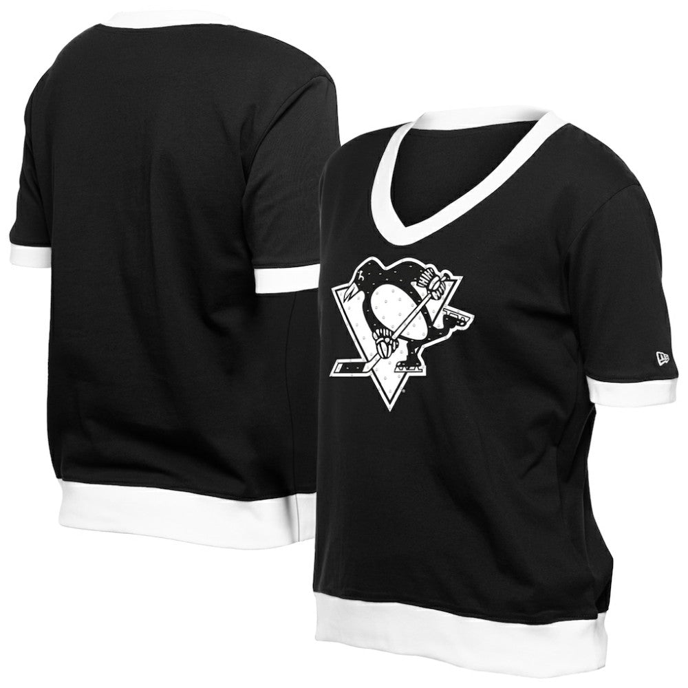 Pittsburgh Penguins New Era Women's Game Day Rhinestuds T-Shirt - Black - NHL