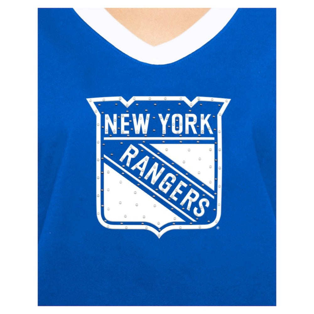 New York Rangers New Era Women's Game Day Rhinestuds T-Shirt - Blue - NHL