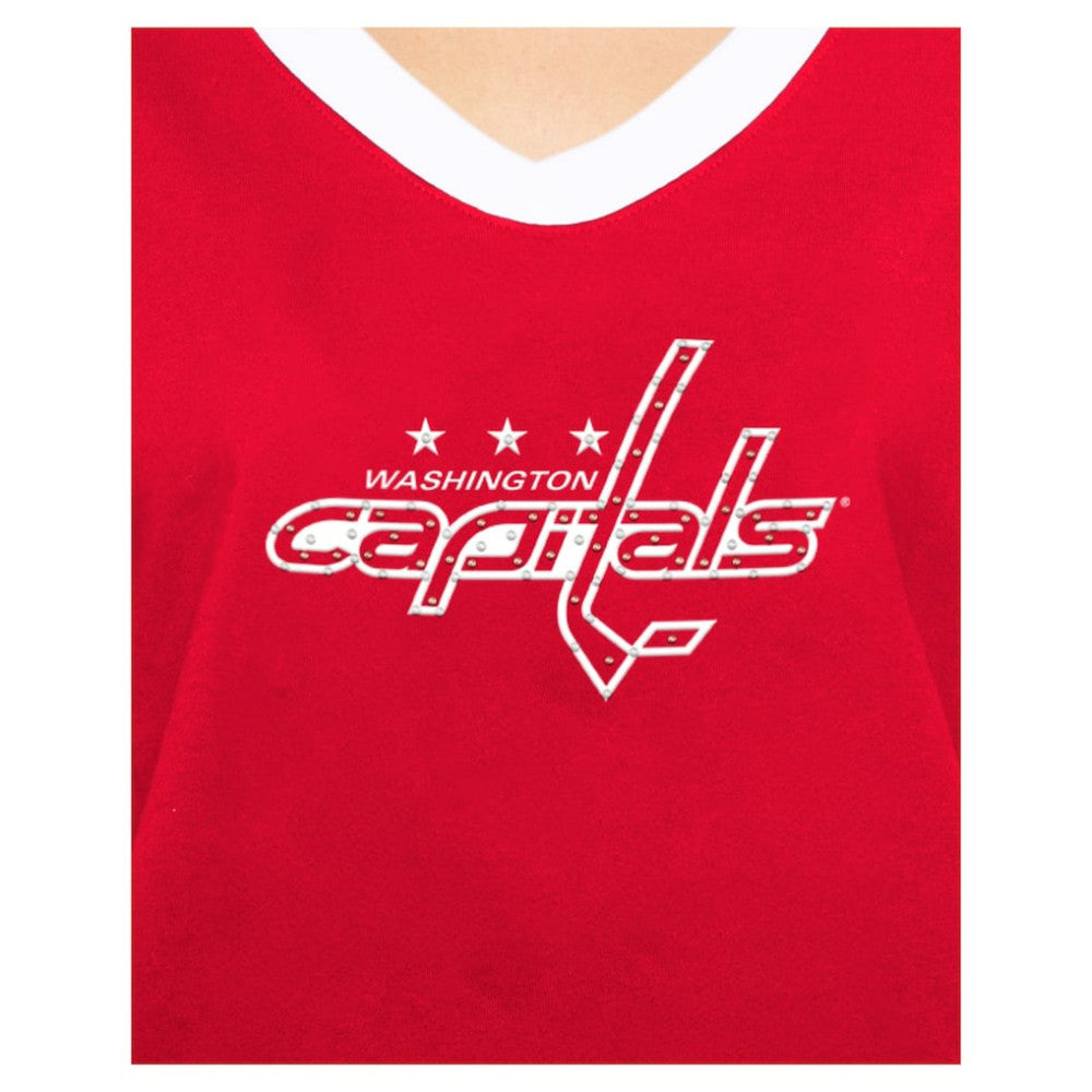 Washington Capitals New Era Women's Game Day Rhinestuds T-Shirt - Red - NHL