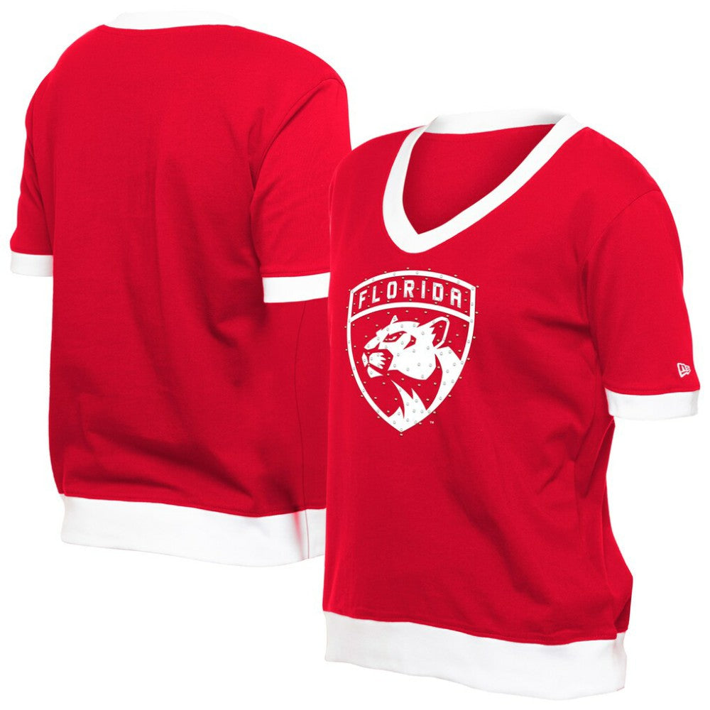 Florida Panthers New Era Women's Game Day Rhinestuds T-Shirt - Red - NHL