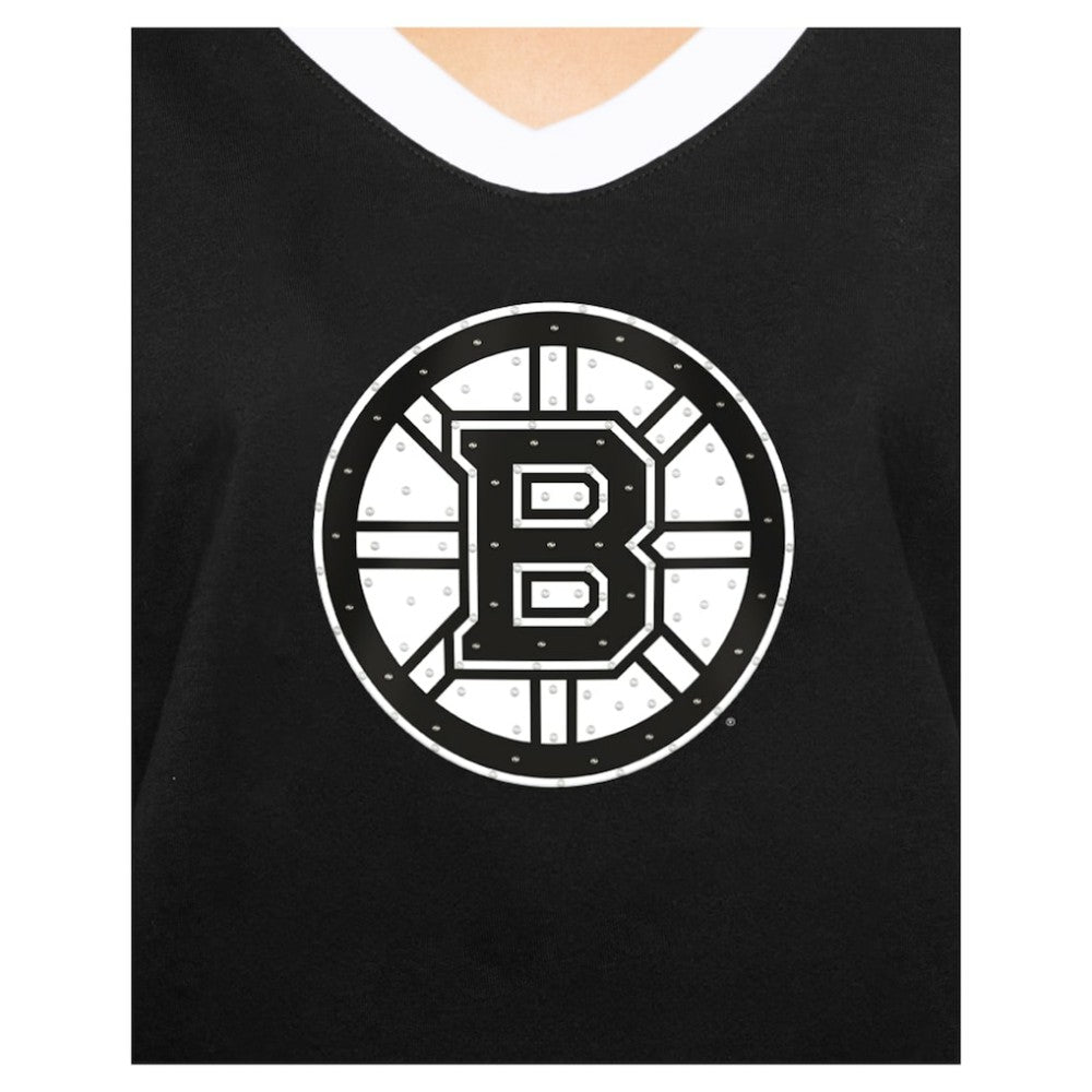 Boston Bruins New Era Women's Game Day Rhinestuds T-Shirt - Black - NHL