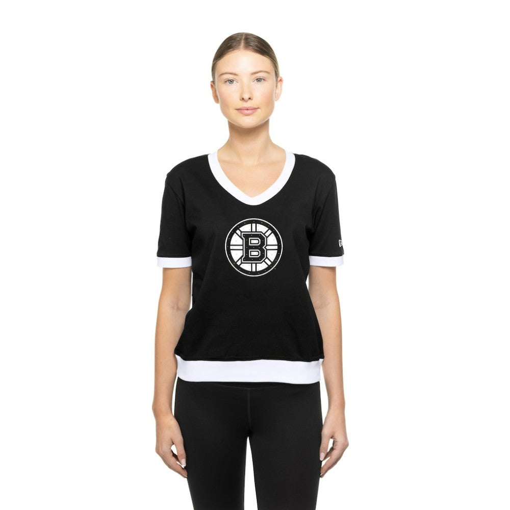 Boston Bruins New Era Women's Game Day Rhinestuds T-Shirt - Black - NHL