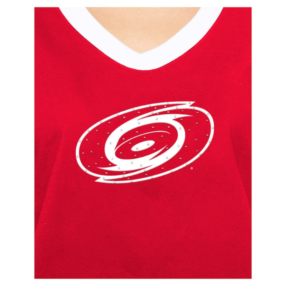 Carolina Hurricanes New Era Women's Game Day Rhinestuds T-Shirt - Red - NHL