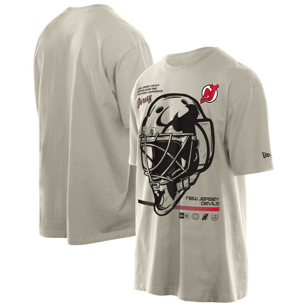 New Jersey Devils New Era Goalie Mask T-Shirt - Tan - NHL