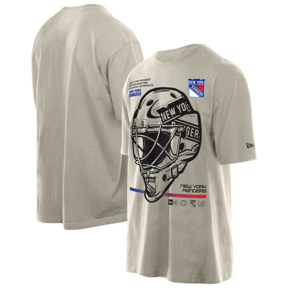 New York Rangers New Era Goalie Mask T-Shirt - Tan - NHL