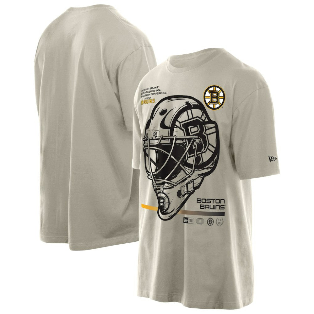 Boston Bruins New Era Goalie Mask T-Shirt - Tan - NHL