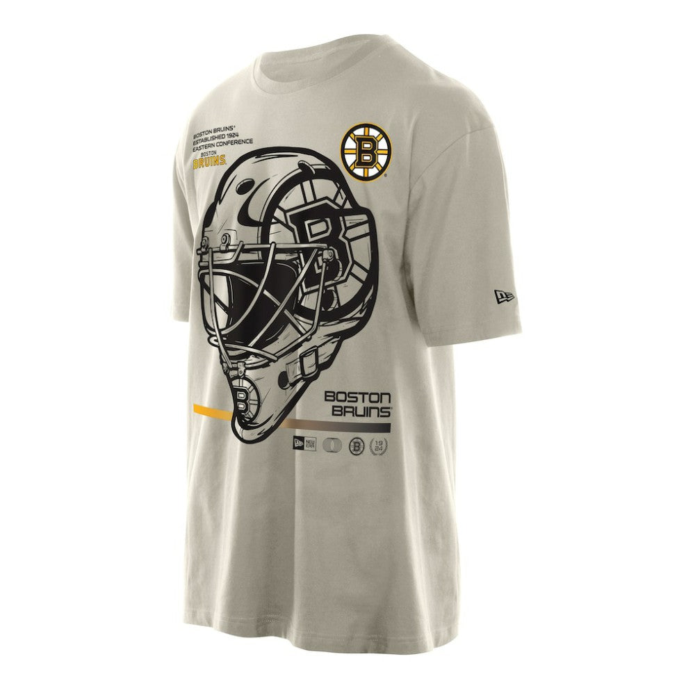 Boston Bruins New Era Goalie Mask T-Shirt - Tan - NHL
