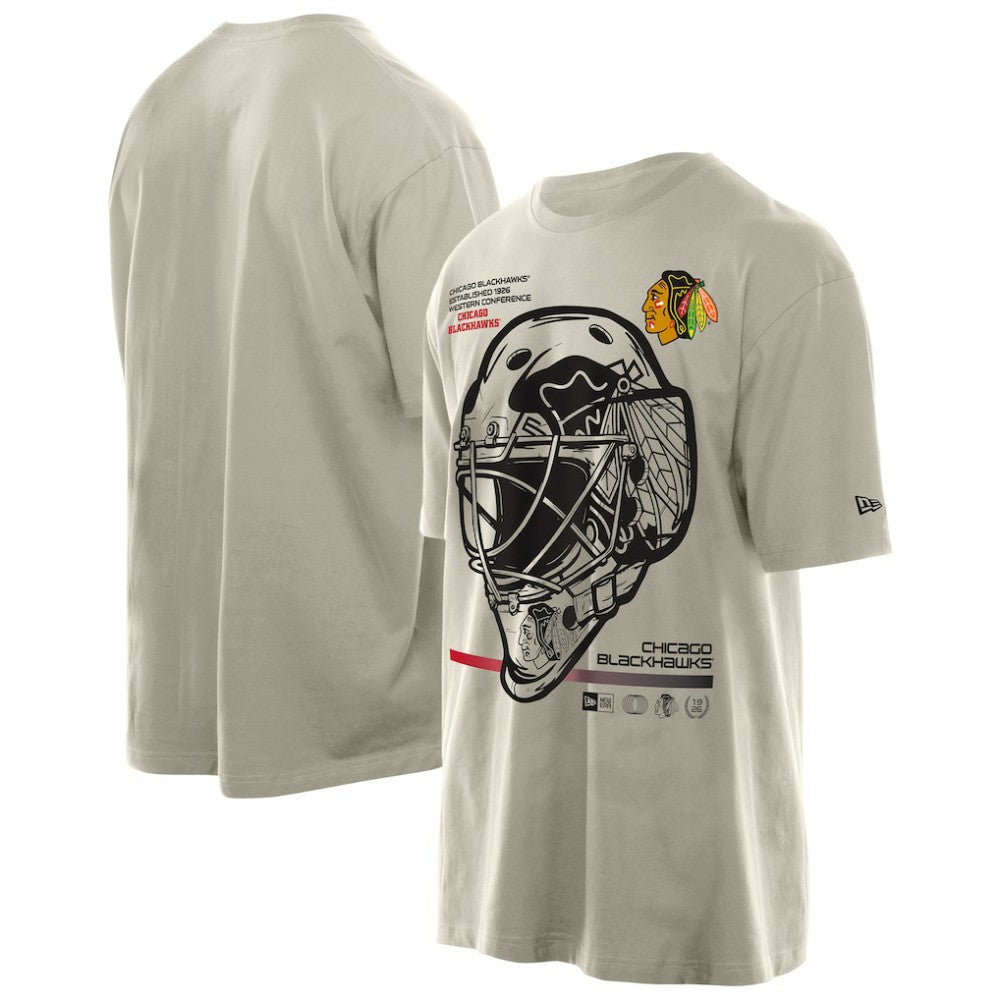 Chicago Blackhawks New Era Goalie Mask T-Shirt - Tan - NHL