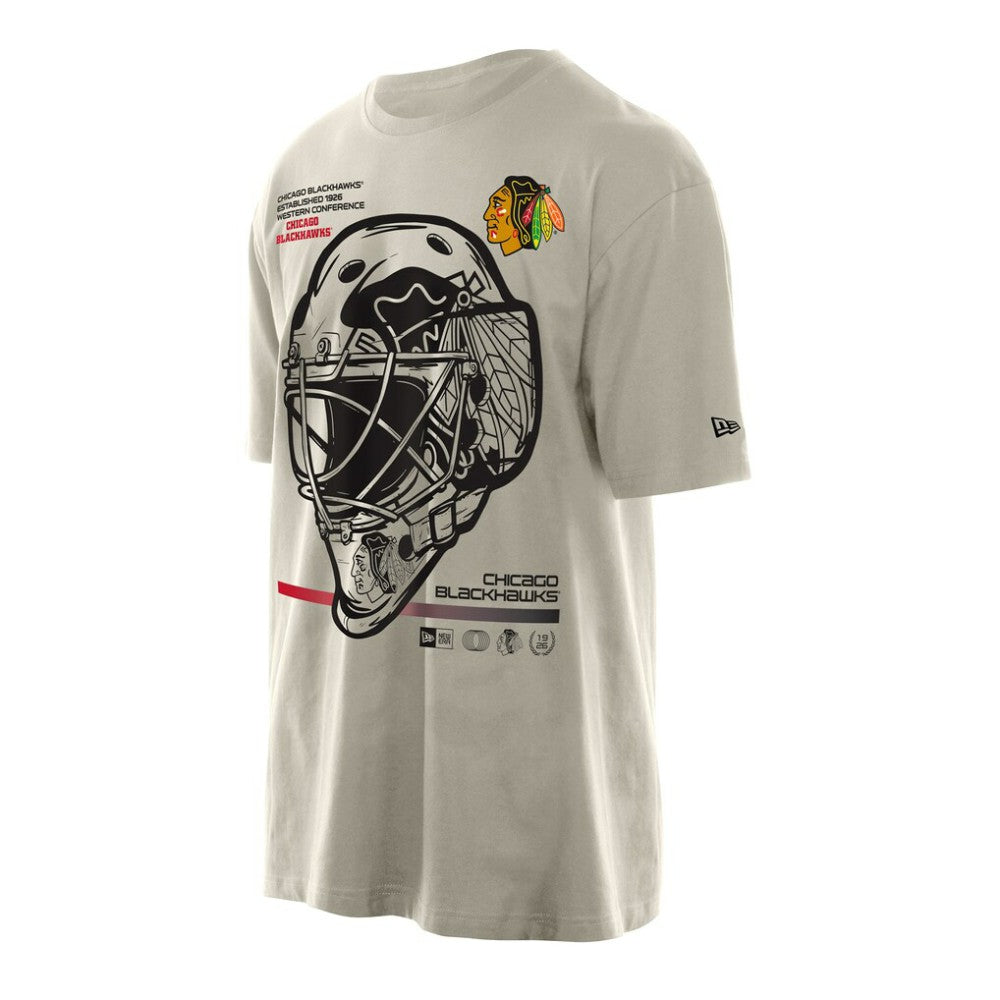 Chicago Blackhawks New Era Goalie Mask T-Shirt - Tan - NHL