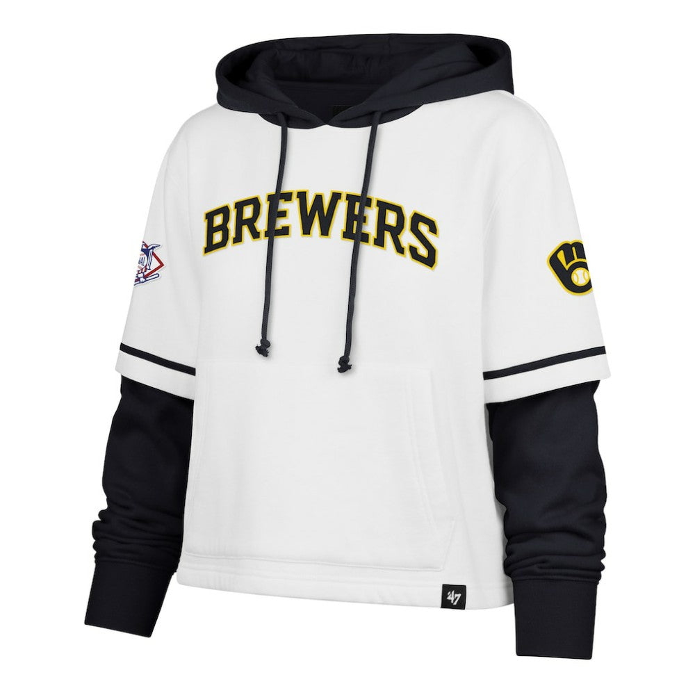 Milwaukee Brewers '47 Women's Trifecta Shortstop Cropped Pullover Hoodie - MLB