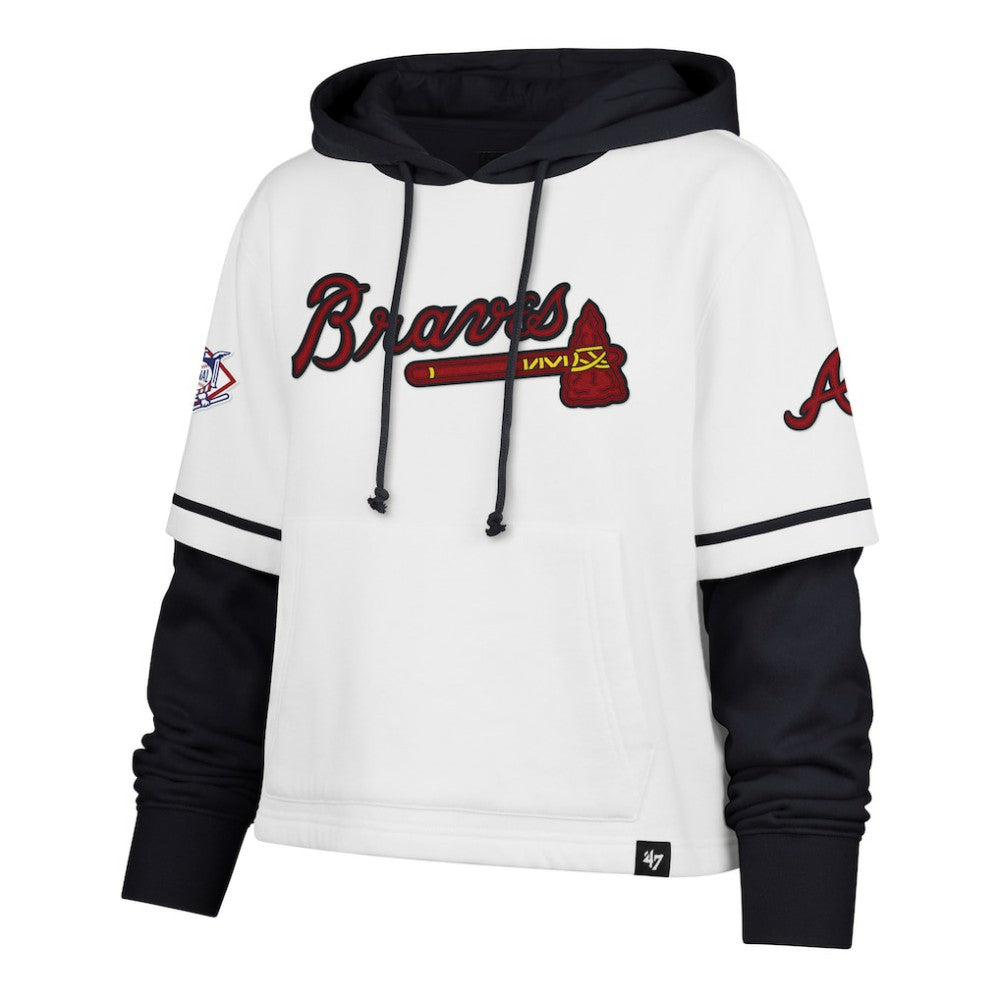 Atlanta Braves '47 Women's Trifecta Shortstop Cropped Pullover Hoodie - MLB