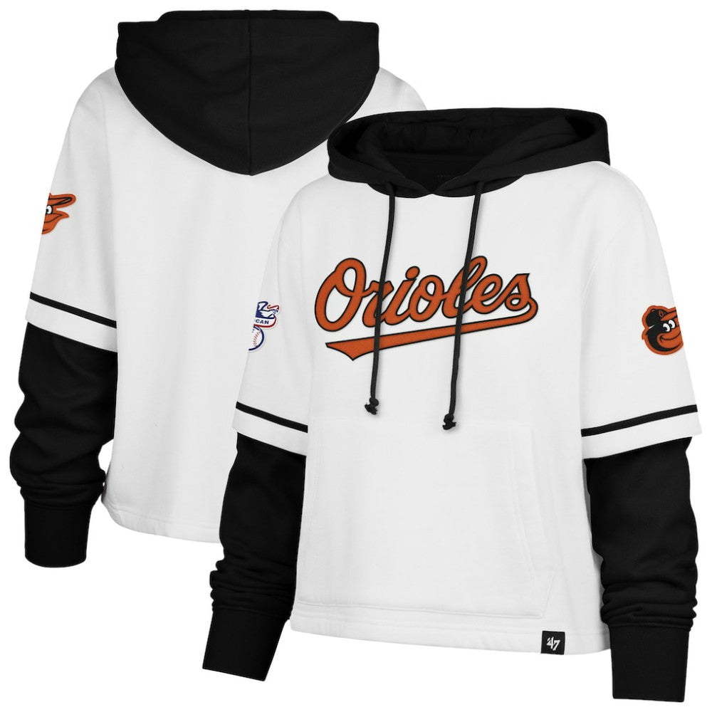 Baltimore Orioles '47 Women's Trifecta Shortstop Cropped Pullover Hoodie - MLB