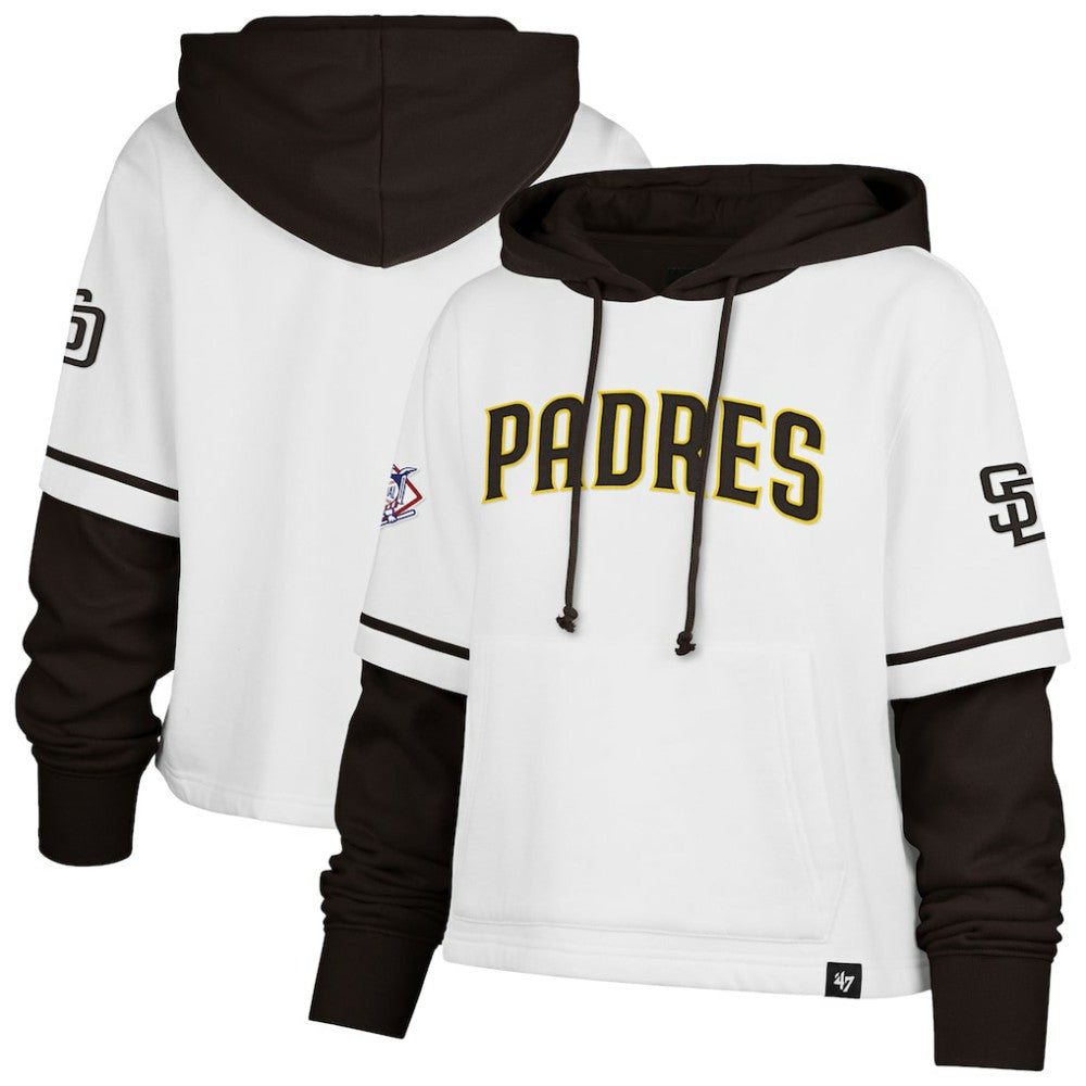 San Diego Padres '47 Women's Trifecta Shortstop Cropped Pullover Hoodie - MLB