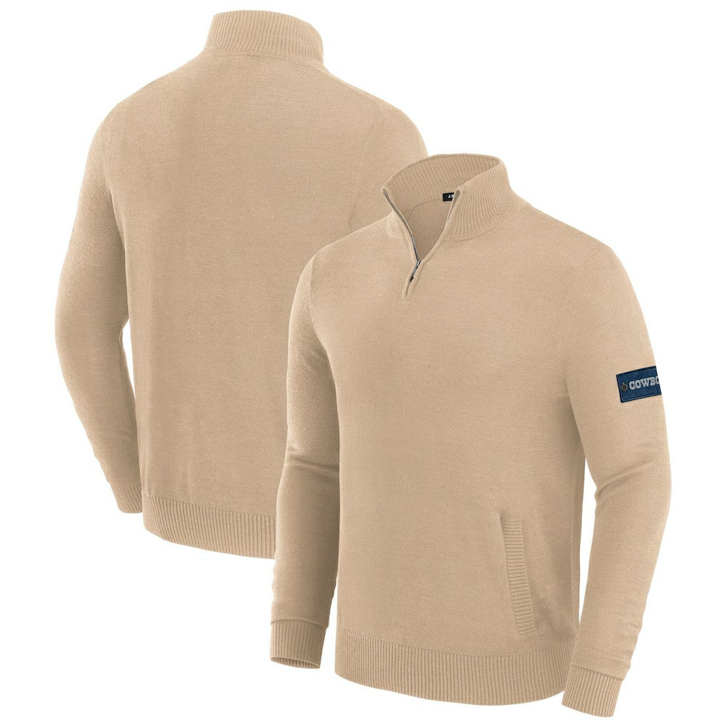 Dallas Cowboys J. Palmer Franchise Quarter-Zip Sweater Tan | NFL