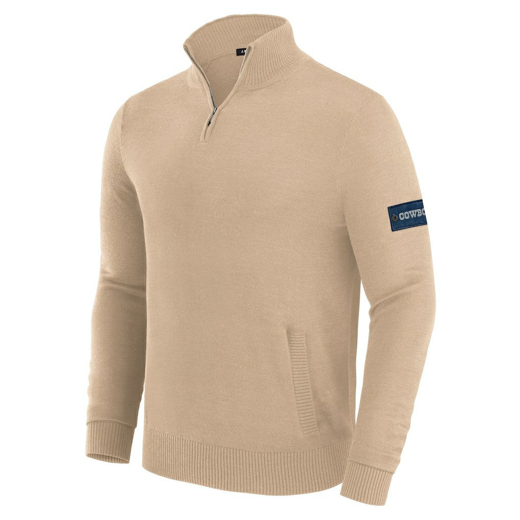 Dallas Cowboys J. Palmer Franchise Quarter-Zip Sweater Tan | NFL