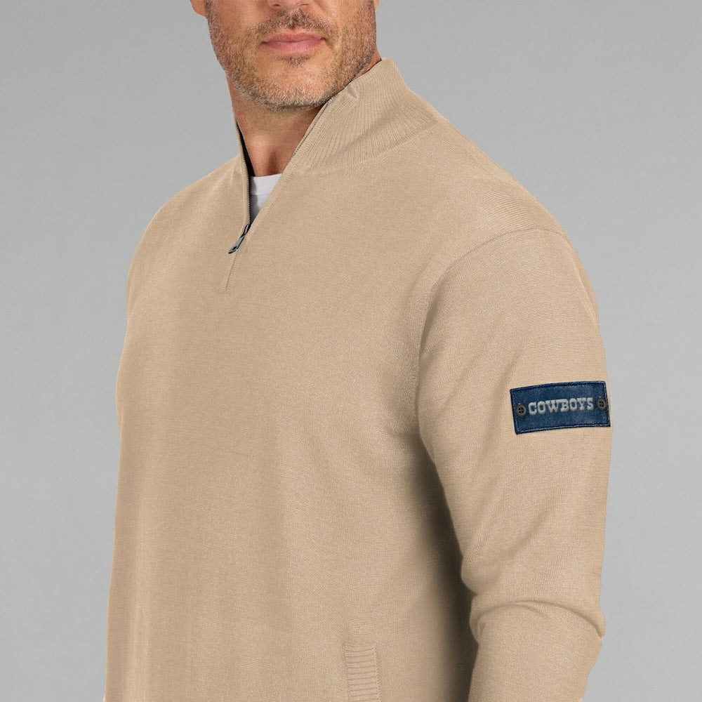 Dallas Cowboys J. Palmer Franchise Quarter-Zip Sweater Tan | NFL