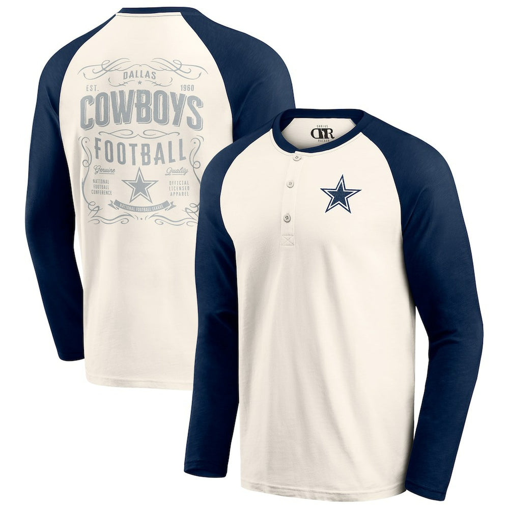 Dallas Cowboys Darius Rucker Collection Raglan Henley Long Sleeve T-Shirt White/Navy | Fanatics
