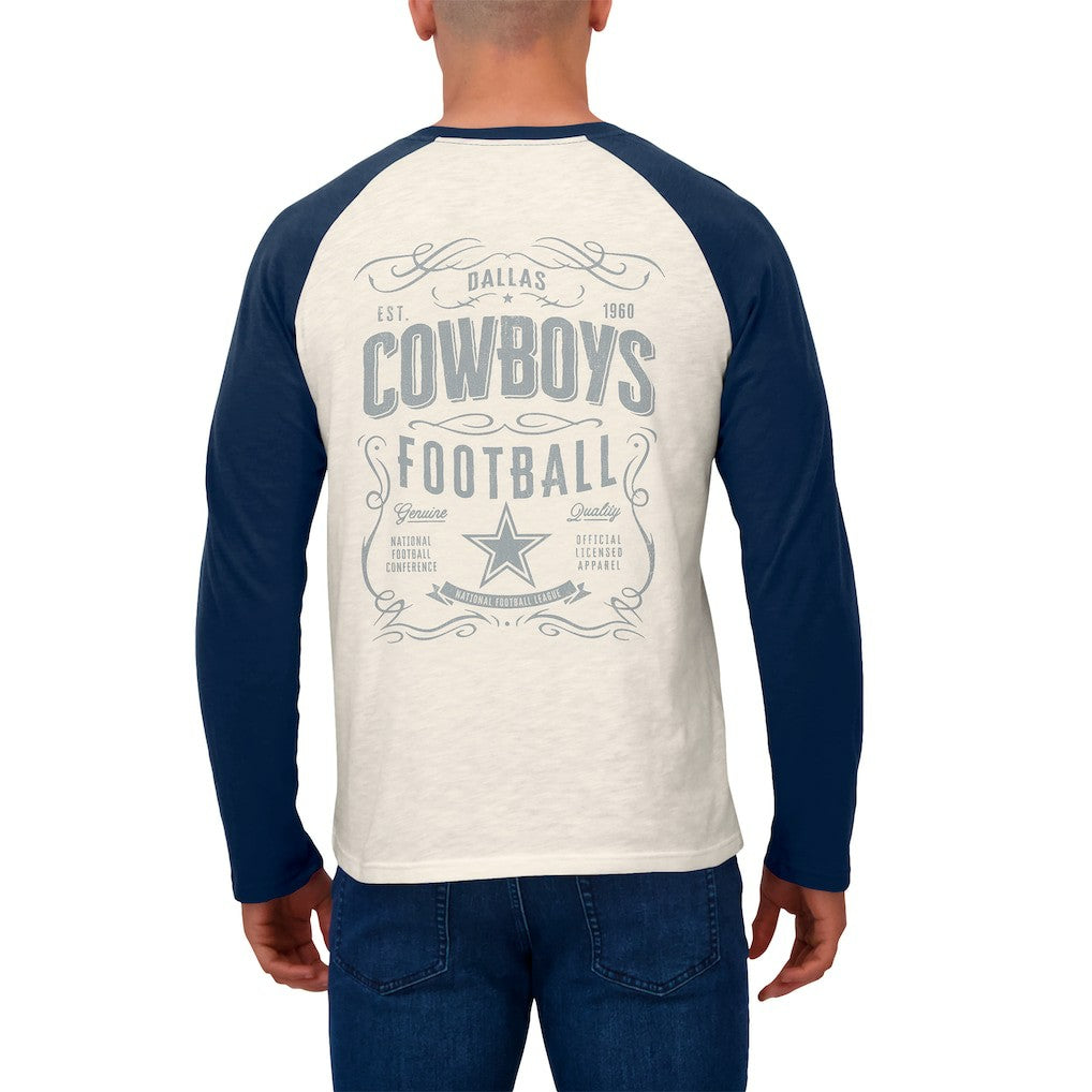 Dallas Cowboys Darius Rucker Collection Raglan Henley Long Sleeve T-Shirt White/Navy | Fanatics