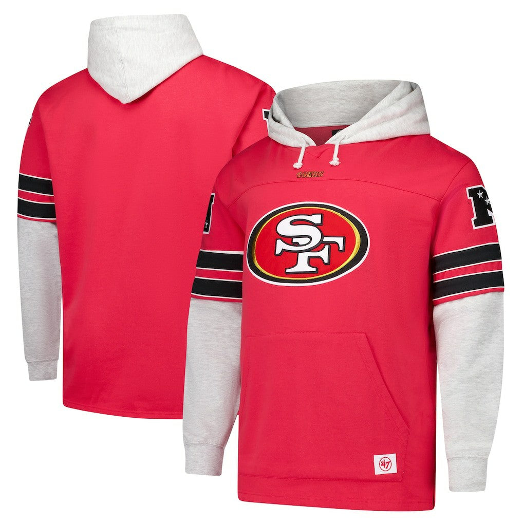 San Francisco 49ers '47 Big & Tall Lacer Pullover Hoodie Scarlet | 47 brand