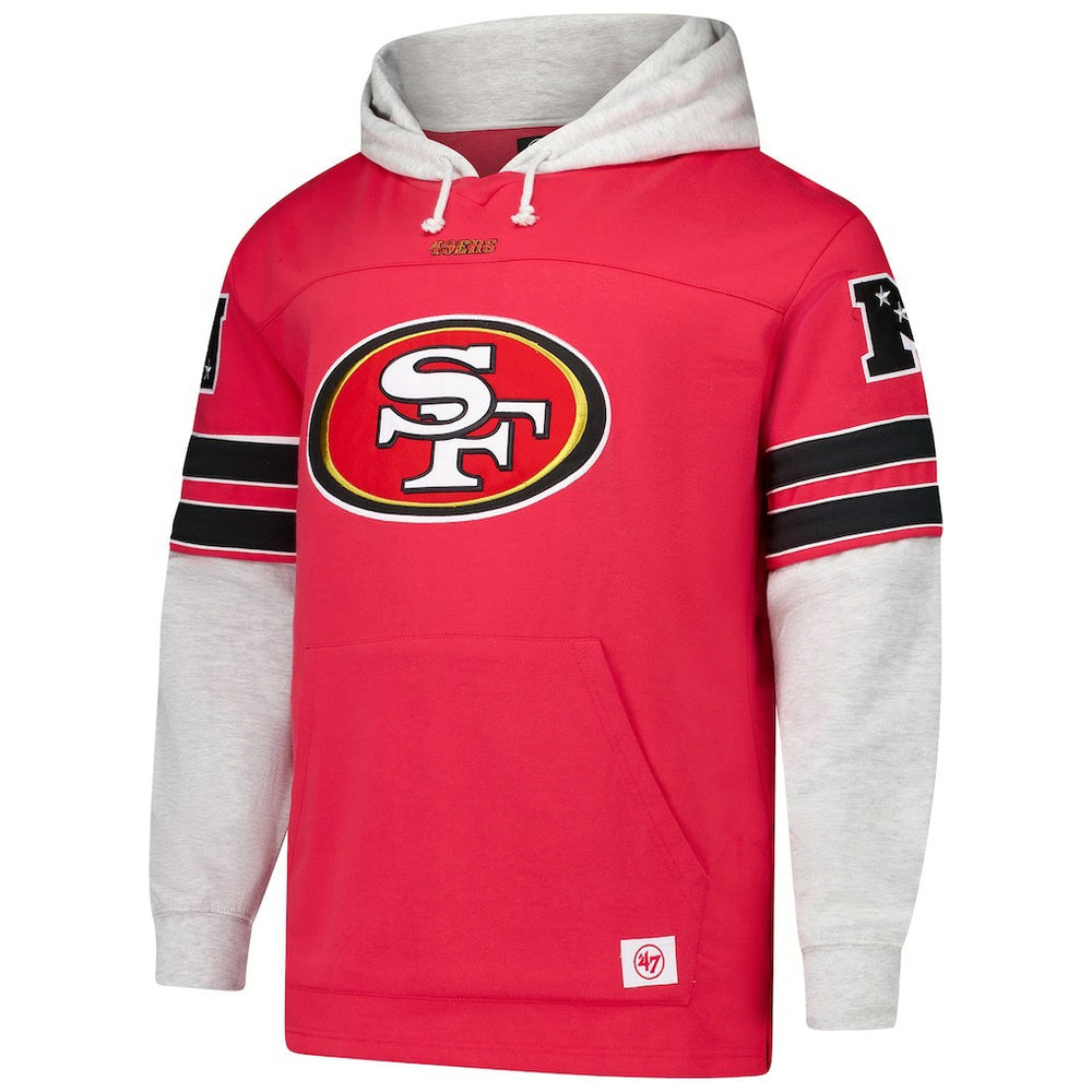 San Francisco 49ers '47 Big & Tall Lacer Pullover Hoodie Scarlet | 47 brand