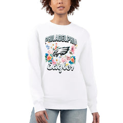 Philadelphia Eagles G-III 4Her by Carl Banks Women's Flower Logo Graphic Fleece Pullover Sweatshirt White | NFL