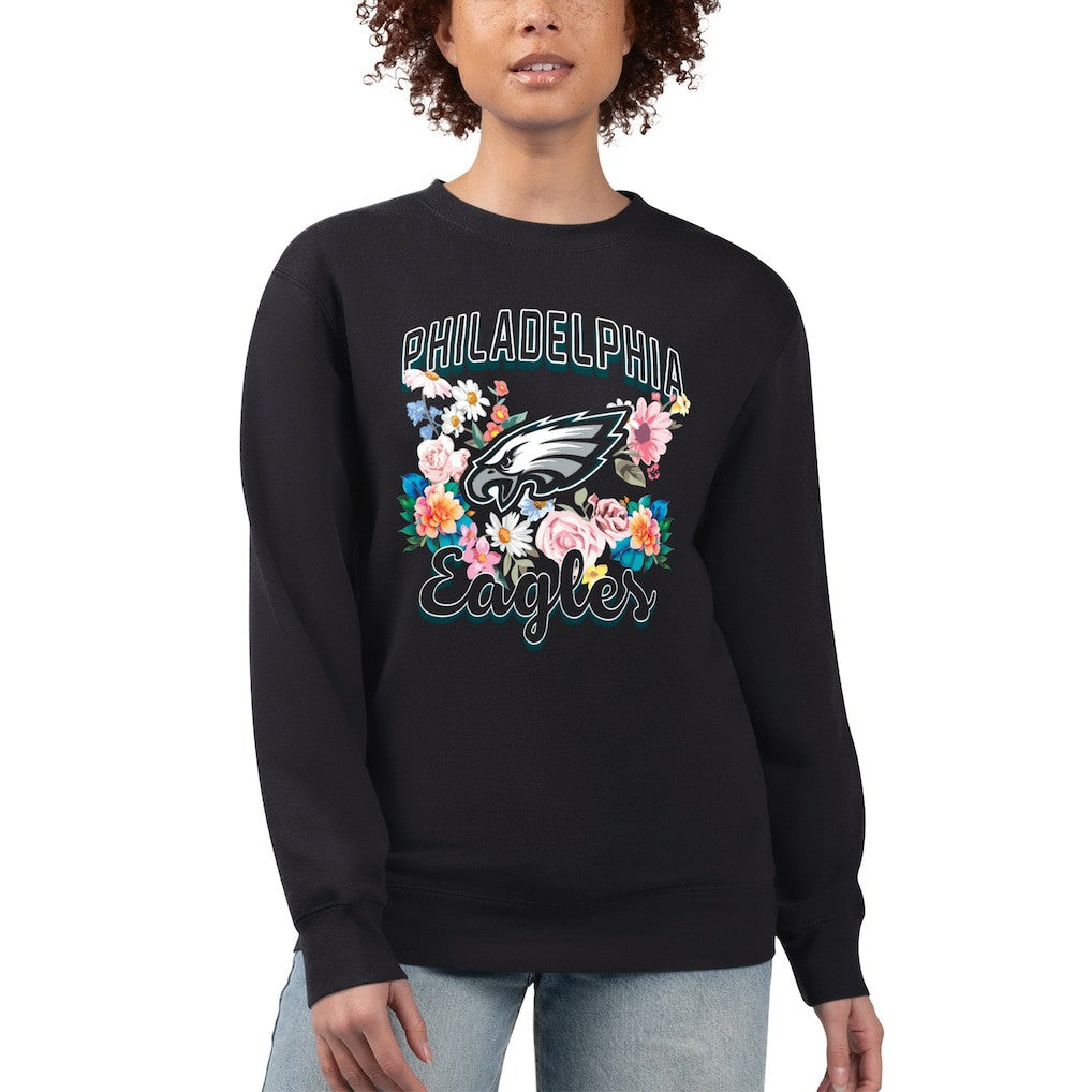 Philadelphia Eagles G-III 4Her by Carl Banks Women's Flower Logo Graphic Fleece Pullover Sweatshirt Black | NFL