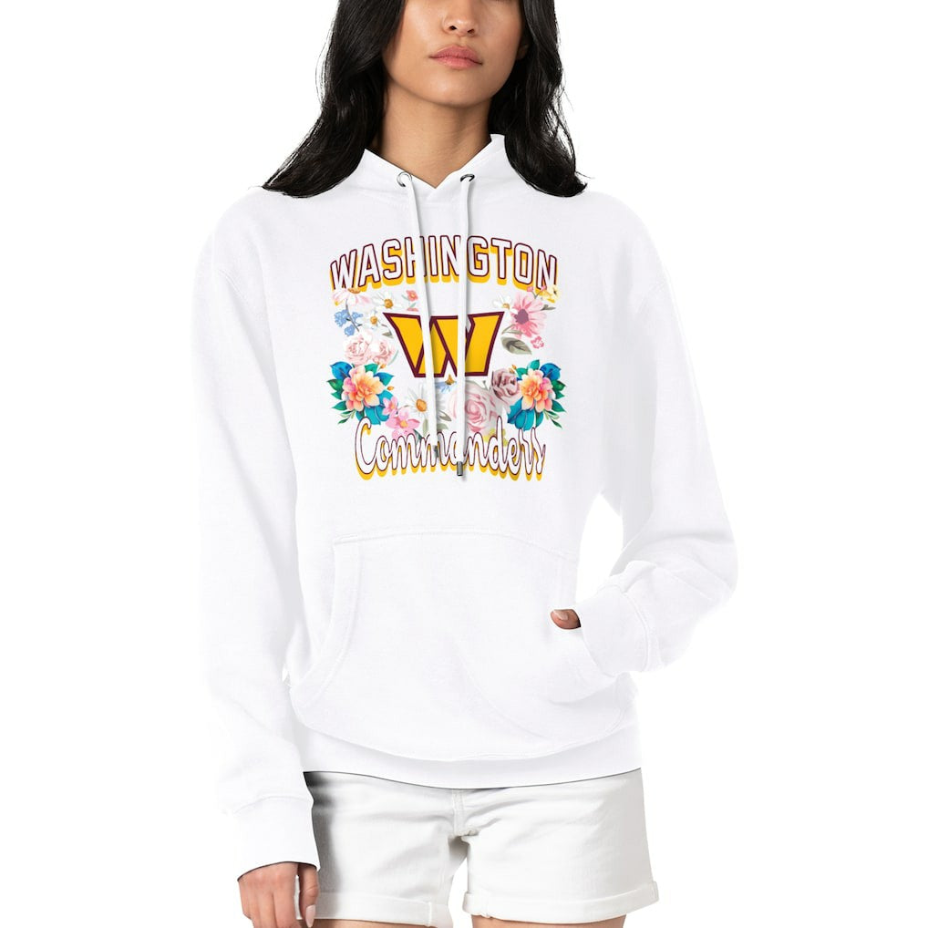 Washington Commanders G-III 4Her by Carl Banks Women's Flowers Team Logo Graphic Fleece Pullover Hoodie White | NFL