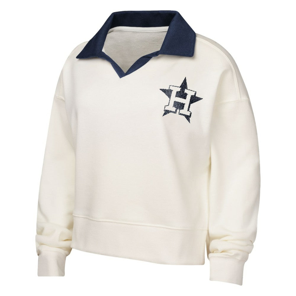 Houston Astros Girls Youth Ballpark Hit Collared V-Neck Pullover Sweatshirt - MLB