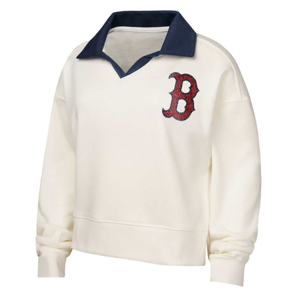 Boston Red Sox Girls Youth Ballpark Hit Collared V-Neck Pullover Sweatshirt - MLB