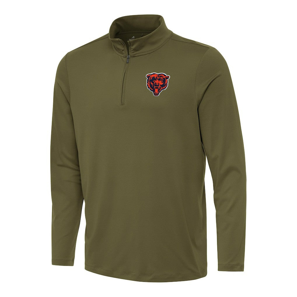 Chicago Bears Antigua Reprocess Quarter-Zip Top Olive | NFL