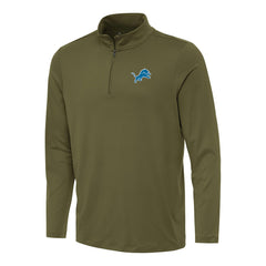 Detroit Lions Antigua Reprocess Quarter-Zip Top Olive | NFL
