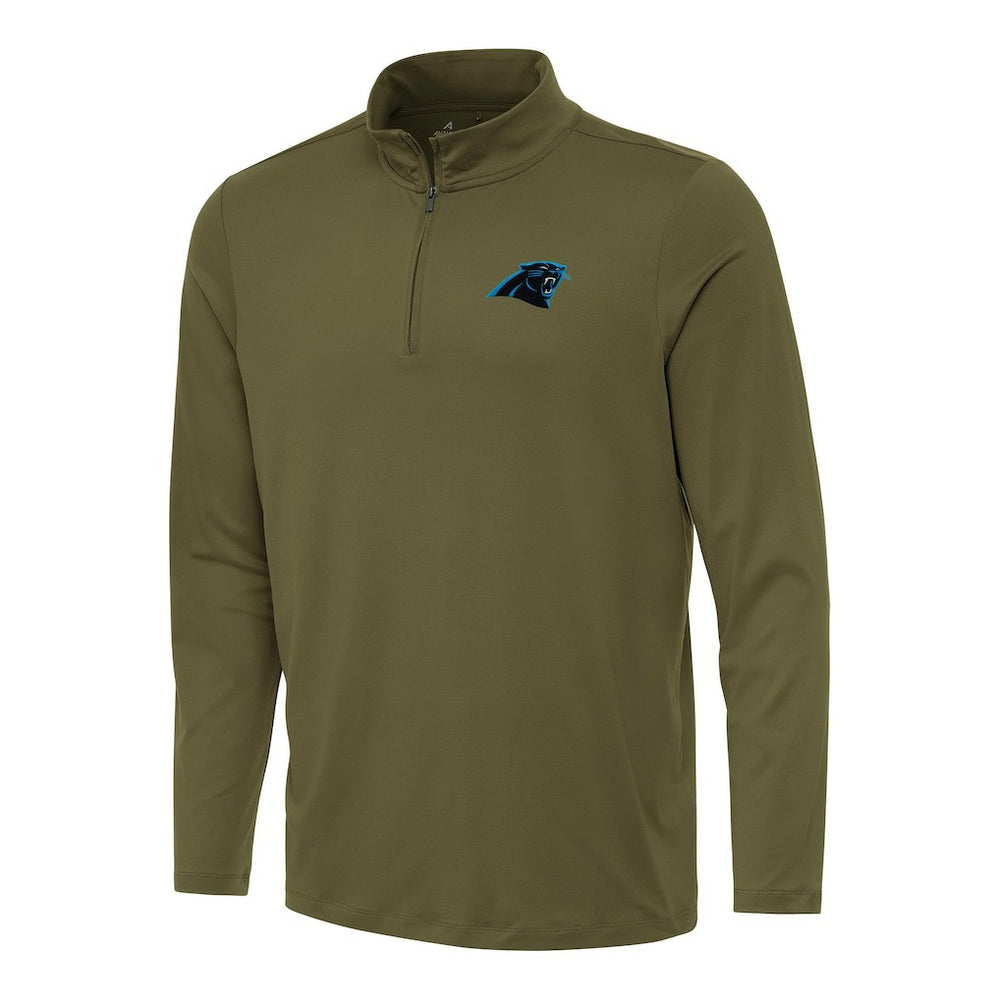 Carolina Panthers Antigua Reprocess Quarter-Zip Top Olive | NFL