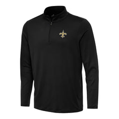 New Orleans Saints Antigua Reprocess Quarter-Zip Top Black | NFL