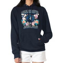 Minnesota Timberwolves G-III 4Her by Carl Banks Women's Flowers Team Logo Graphic Fleece Pullover Hoodie Navy - NBA