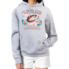 Cleveland Cavaliers G-III 4Her by Carl Banks Women's Flowers Team Logo Graphic Fleece Pullover Hoodie Heather Gray - NBA
