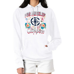 LA Clippers G-III 4Her by Carl Banks Women's Flowers Team Logo Graphic Fleece Pullover Hoodie White - NBA