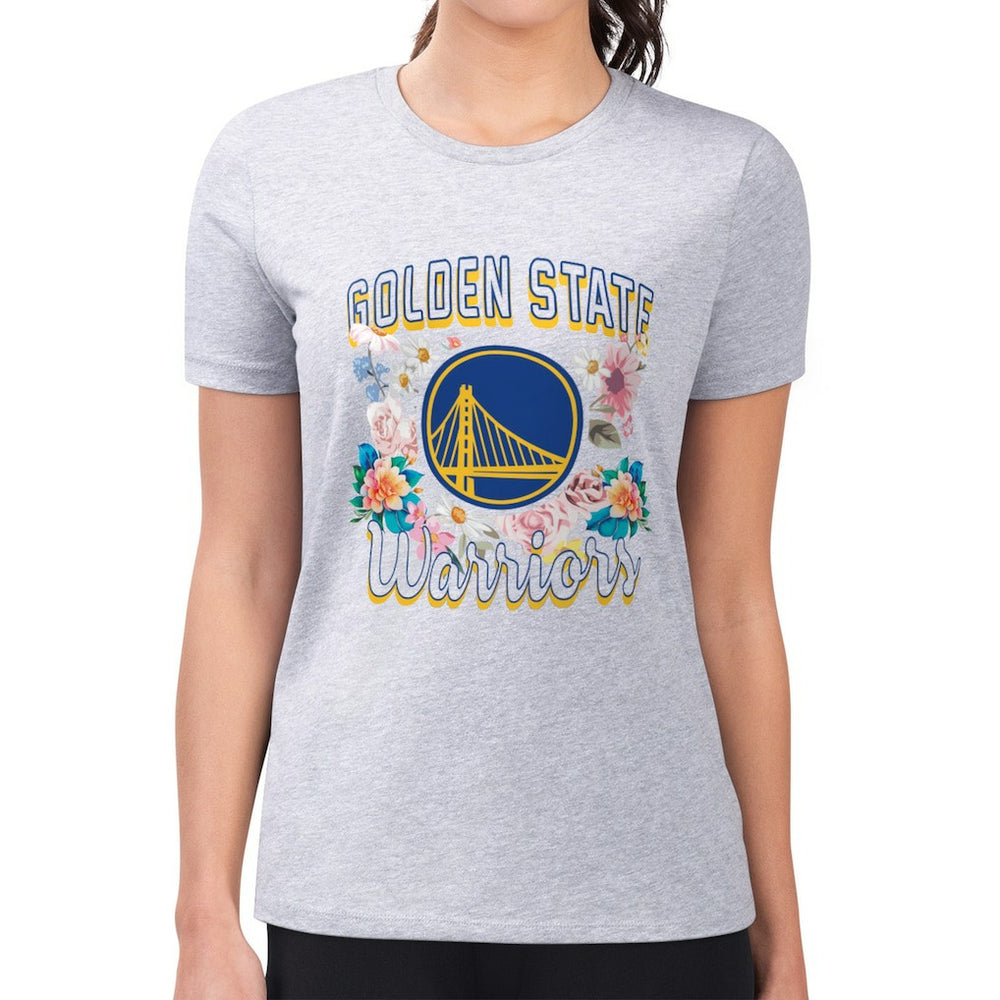 Golden State Warriors G-III 4Her by Carl Banks Women's Super-Slim Fit Lightweight Flowers Team Logo Graphic T-Shirt Heather Gray - NBA