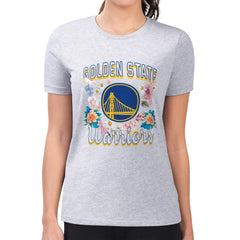 Golden State Warriors G-III 4Her by Carl Banks Women's Super-Slim Fit Lightweight Flowers Team Logo Graphic T-Shirt Heather Gray - NBA